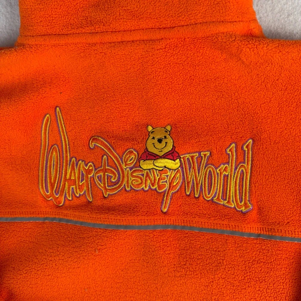 Walt Disney World Kids Orange Fleece Jacket Winnie the Pooh Full Zip Large